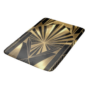 Neo Art Deco Zwart Goud Geometrische Gatsby  Badmat