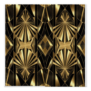 Neo Art Deco Zwart Goud Geometrische Gatsby  Perfect Poster