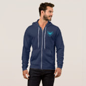Neo Bushidō Crest Hoodie – Cyaan Circuit Embleem (Voorkant volledig)