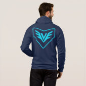 Neo Bushidō Crest Hoodie – Cyaan Circuit Embleem (Achterkant volledig)