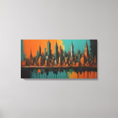 Neo Cityscape 's nachts Canvas Afdruk (Voorkant)
