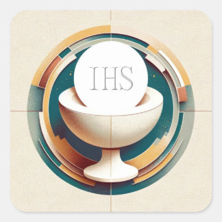 Neo-conceptualistische communie gastheer en kelk vierkante sticker