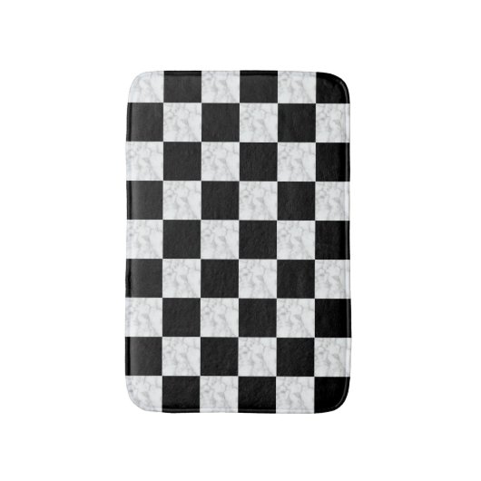 Neo Deco Black and Faux White Marble Checkerboard Badmat (Voorkant Verticaal)
