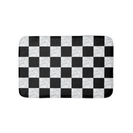 Neo Deco Black and Faux White Marble Checkerboard Badmat