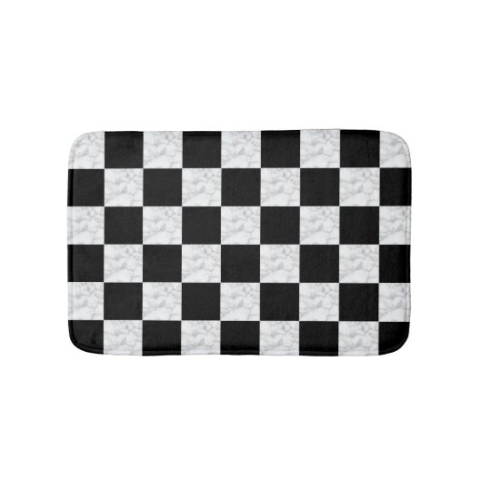 Neo Deco Black and Faux White Marble Checkerboard Badmat (Voorkant)