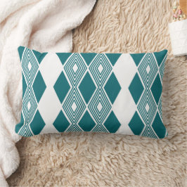 Neo-Deco Diamond Grid Teal Geometrische Kussen