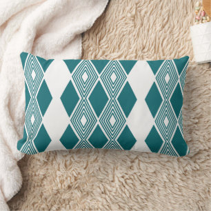 Neo-Deco Diamond Grid Teal Geometrische Kussen