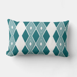 Neo-Deco Diamond Grid Teal Geometrische Kussen
