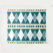 Neo-Deco Diamond Grid Teal Wandtapijt Wandkleed (Voorkant (horizontaal))