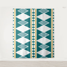 Neo-Deco Diamond Grid Teal Wandtapijt Wandkleed