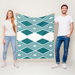Neo-Deco Diamond Grid Turquoise Vliesdeken Fleece Deken