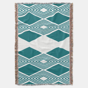 Neo-Deco Diamond Grid Turquoise Worpdeken Deken