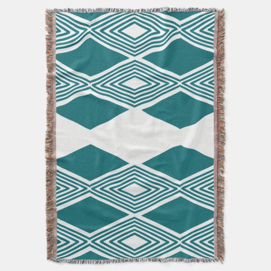 Neo-Deco Diamond Grid Turquoise Worpdeken Deken (Voorkant Verticaal)