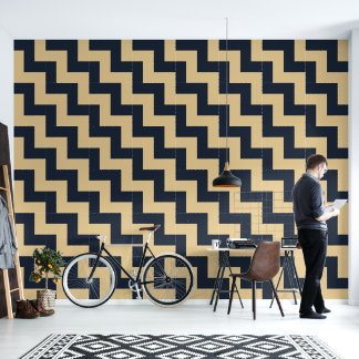 Neo-Deco Driehoekig Raster Teal Behang