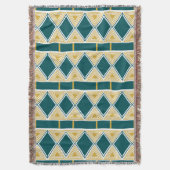 Neo-Deco Driehoekig Raster Turquoise Worpdeken Deken (Voorkant Verticaal)