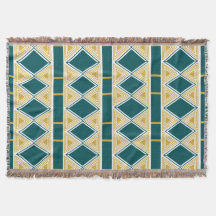 Neo-Deco Driehoekig Raster Turquoise Worpdeken