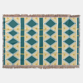 Neo-Deco Driehoekig Raster Turquoise Worpdeken Deken
