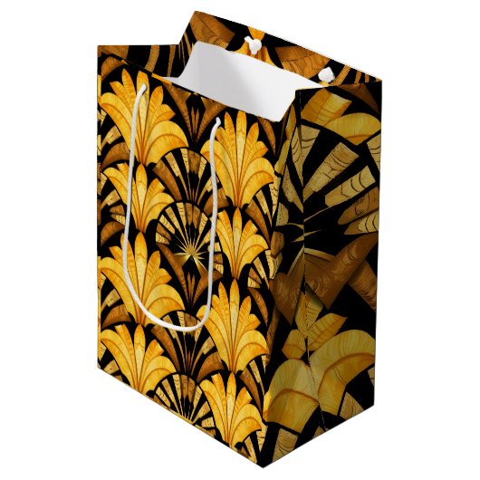 Neo Deco Gold Geometric Abstract Pattern Medium Cadeauzakje (Voorkant Gekanteld)