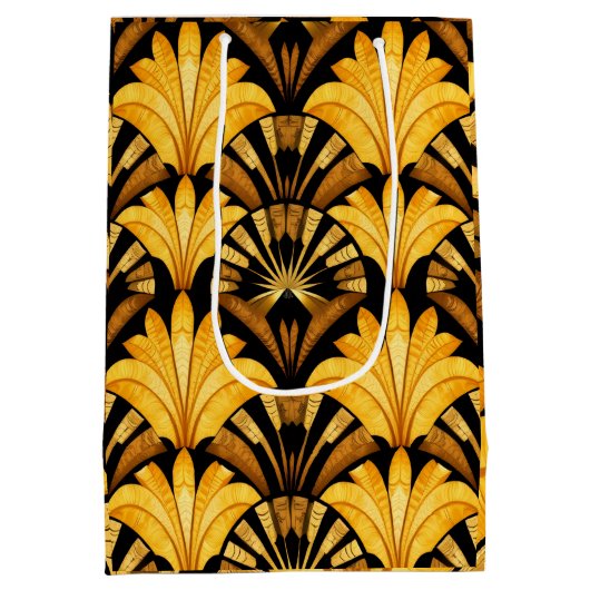 Neo Deco Gold Geometric Abstract Pattern Medium Cadeauzakje (Achterkant)