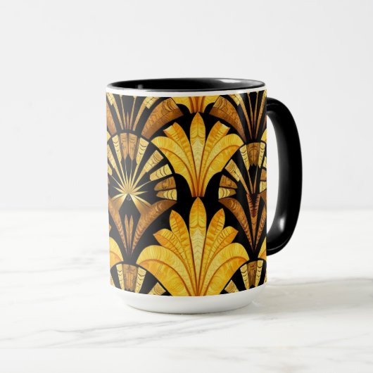 Neo Deco Gold Geometric Abstract Pattern Mok (Voorkant rechts)