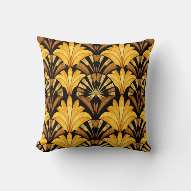 Neo Deco Goud Geometrisch Abstract Patroon Kussen (Voorkant)