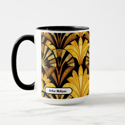 Neo Deco Goud Geometrisch Abstract Patroon Mok (Links)