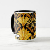 Neo Deco Goud Geometrisch Abstract Patroon Mok (Voorkant links)