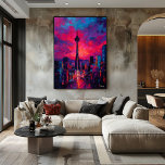 Neo Expressionist Seoul Skyline Vibrant Sunset Poster<br><div class="desc">Vibrant neo expressionist skyline artwork inspired by Seoul and the iconic N Seoul Tower. Intense sunset colors and expressive brush textures transform the modern skyline into a dramatic urban cityscape painting. Perfect wall art for lovers of Seoul, travel inspired art and contemporary expressionist skylines.</div>