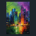 Neo Expressionist Singapore Skyline Vibrant Sunset Poster<br><div class="desc">Vibrant neo expressionist skyline artwork inspired by Singapore and the modern skyline of Marina Bay. Bold brush textures and intense sunset colors transform the futuristic city into a dramatic urban cityscape painting. Perfect wall art for lovers of Singapore,  travel inspired art and contemporary expressionist skylines.</div>