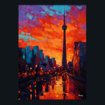 Neo Expressionist Toronto Skyline Vibrant Sunset Poster<br><div class="desc">Vibrant neo expressionist skyline artwork inspired by Toronto and the iconic CN Tower. Bold brush textures and intense sunset colors transform the modern skyline into a dramatic urban cityscape painting. Perfect wall art for lovers of Toronto, travel inspired art and contemporary expressionist skylines.</div>