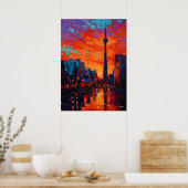 Neo Expressionist Toronto Skyline Vibrant Sunset Poster (Keuken)
