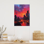 Neo-Expressionistische Bangkokse Silhouette Levend Poster (Keuken)