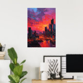 Neo-Expressionistische Bangkokse Silhouette Levend Poster (Thuiskantoor)