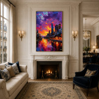 Neo-Expressionistische Melbourne Skyline Levendige