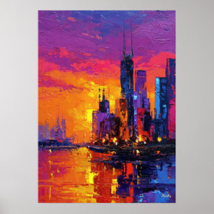 Neo-Expressionistische Mumbai-skyline Levendige Zo Poster