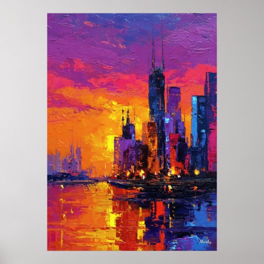 Neo-Expressionistische Mumbai-skyline Levendige Zo Poster (Voorkant)