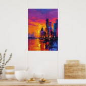 Neo-Expressionistische Mumbai-skyline Levendige Zo Poster (Keuken)