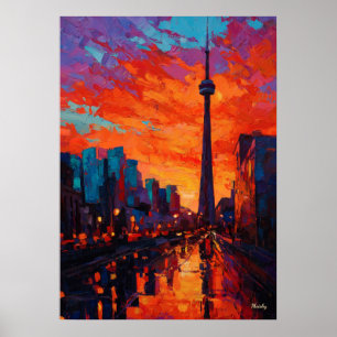 Neo-Expressionistische Toronto Skyline Kleurrijke  Poster