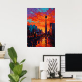 Neo-Expressionistische Toronto Skyline Kleurrijke  Poster (Thuiskantoor)