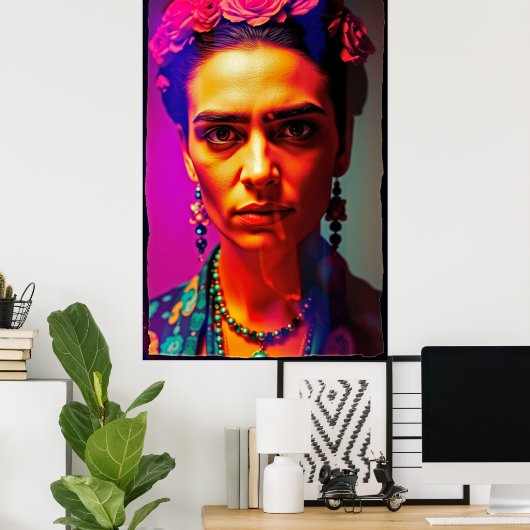 Neo-Frida: Radiant Rebel Portrait Poster (Thuiskantoor)