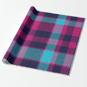 Neo-Fuchsia Plaid Giftwrap Cadeaupapier (Uitgerold)