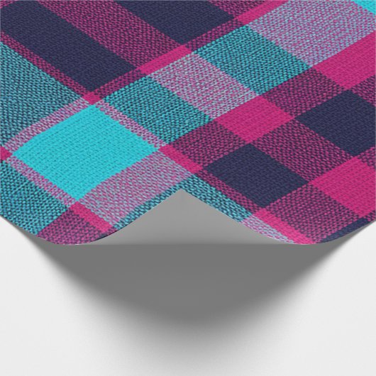 Neo-Fuchsia Plaid Giftwrap Cadeaupapier (Hoek)