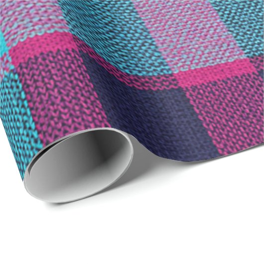 Neo-Fuchsia Plaid Giftwrap Cadeaupapier (Rol Hoek)