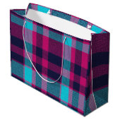 Neo-Fuchsia Plaid Groot Cadeauzakje (Achterkant Gekanteld)