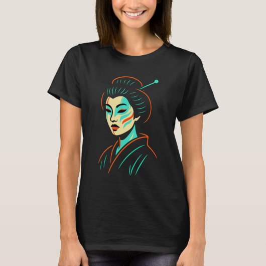 Neo Geisha Glow: Tradition Reimagined T-shirt (Voorkant)
