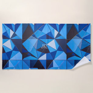 NEO GEO BLAUWE DRIEHOEKEN Abstract ONTWERP Strandlaken