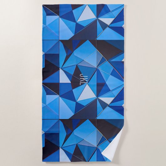 NEO GEO BLAUWE DRIEHOEKEN Abstract ONTWERP Strandlaken (Voorkant)