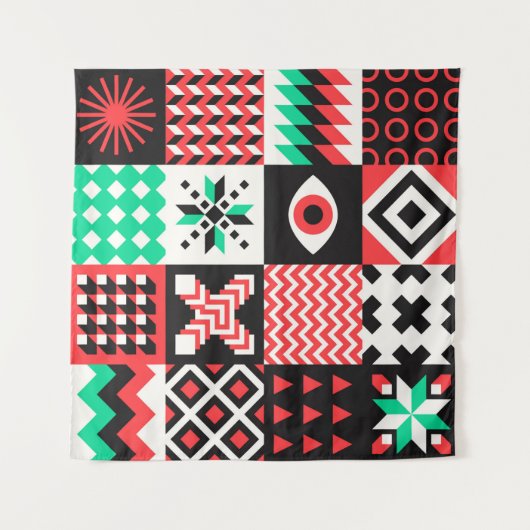 NEO GEO. grafisch ontwerp van het geometriepatroon Wandkleed (Voorkant (horizontaal))