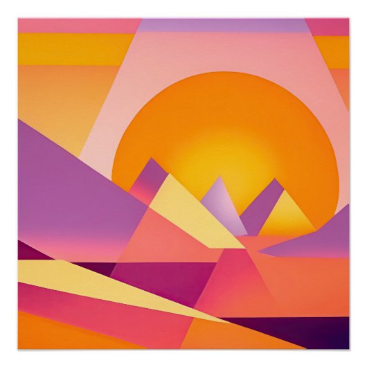 NEO GEO ZONSONDERGANG LANDSCHAP PERFECT POSTER (Voorkant)