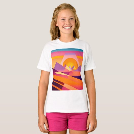 NEO GEO ZONSONDERGANG LANDSCHAP T-SHIRT (Voorkant volledig)